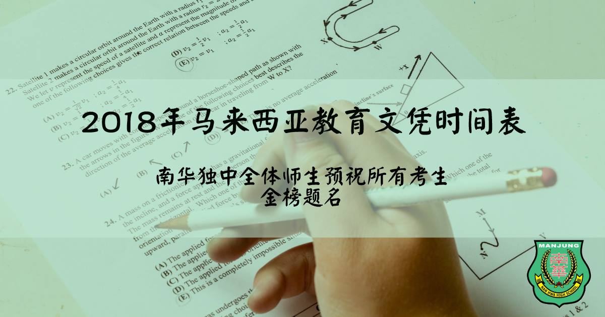 今天高二的学生们将会展开 SPM 的征途，愿他们能够高歌前进，金榜题名！