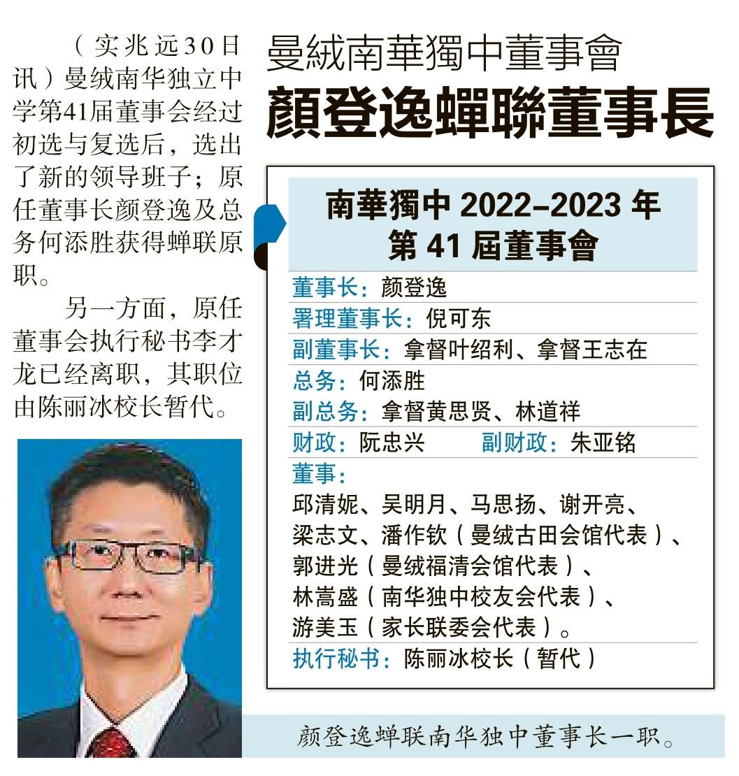 曼绒南华独中董事会