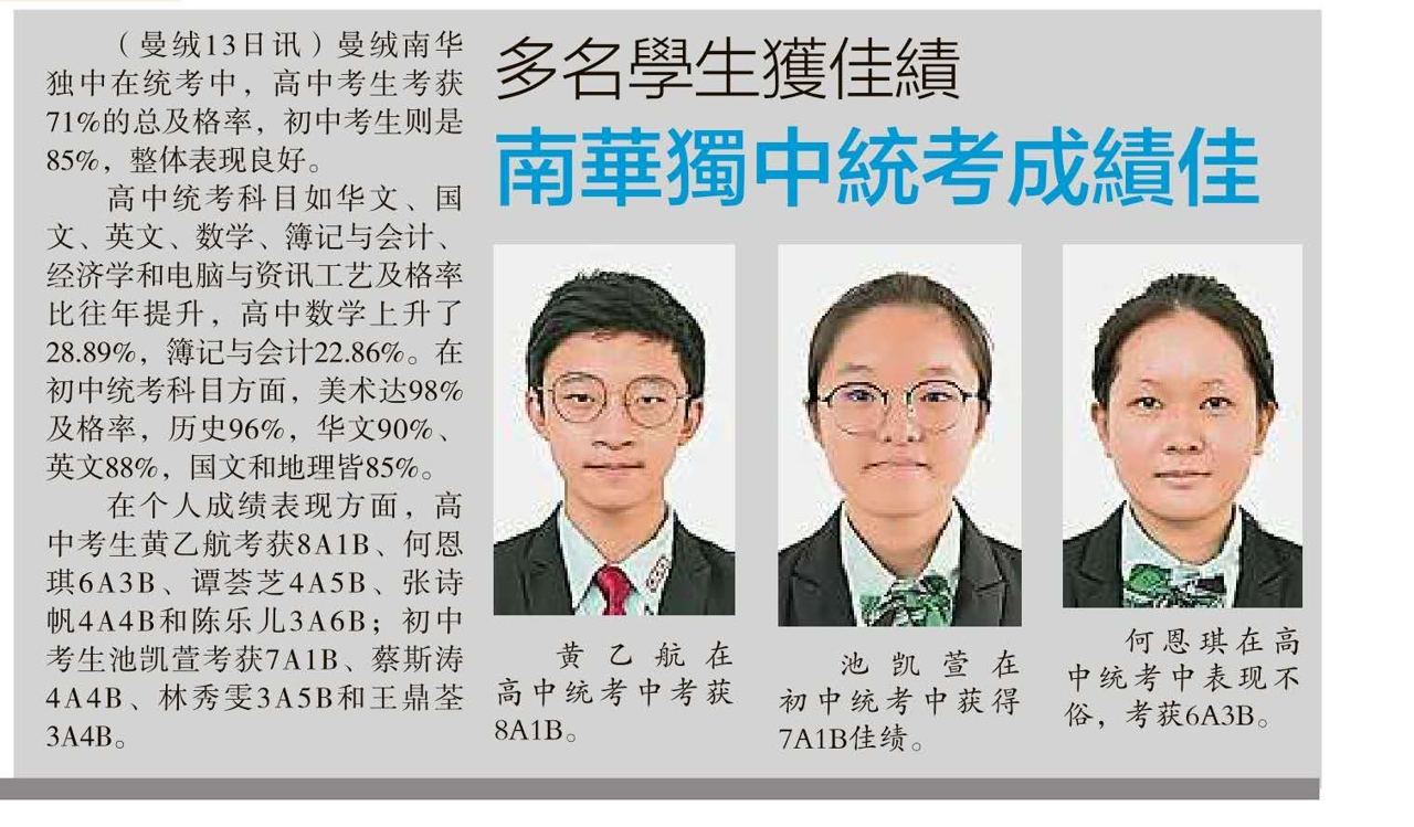 多名学生获佳绩